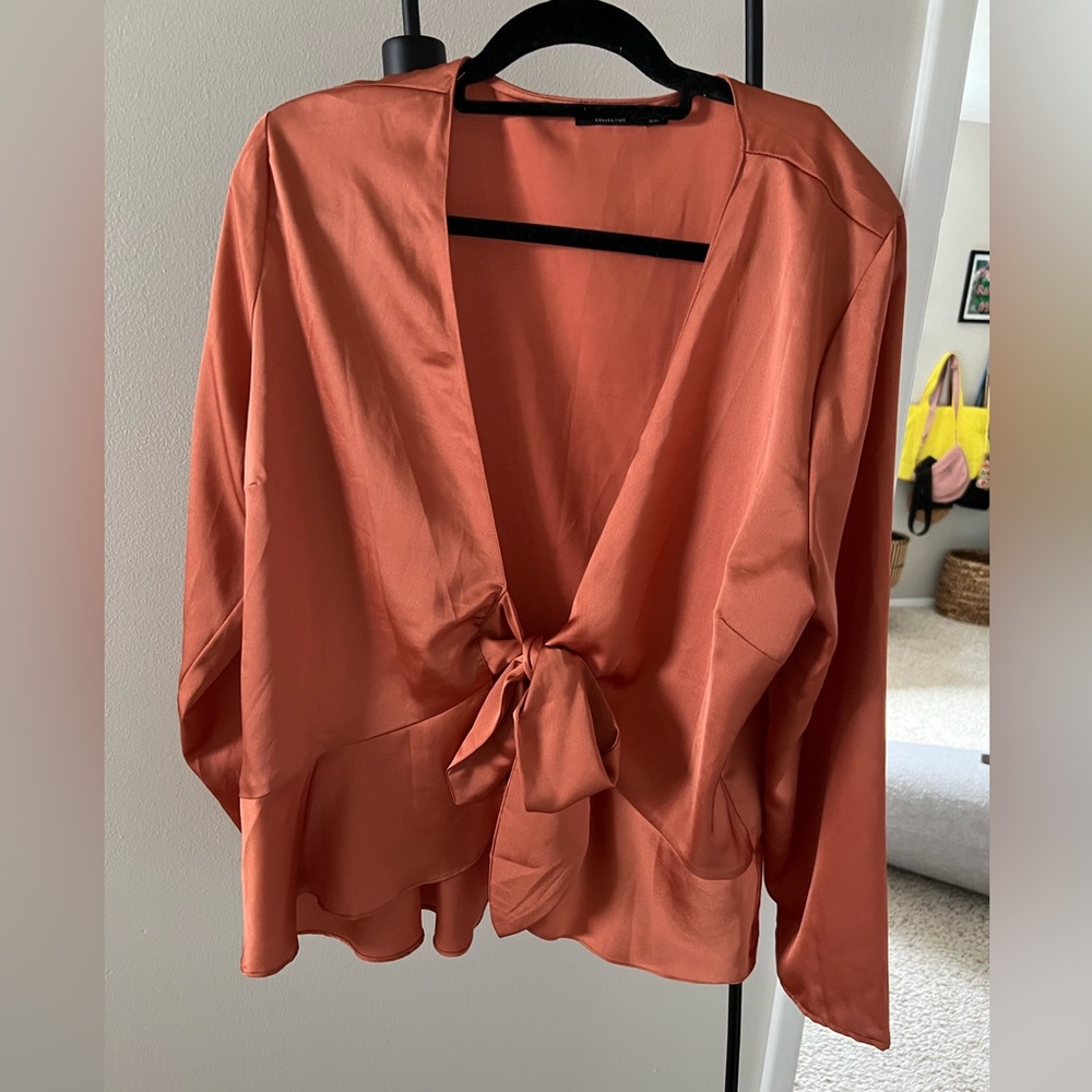 Nasty Gal Tie-Front Satin Blouse